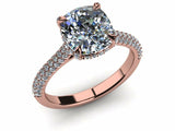 1.9ct Cushion Cut Diamond Accent Solitaire Engagement Ring 14k Rose Gold Finish