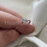 0.15ct Round Cut Moissanite Solitaire Women Engagement Ring 14K WhiteGold Plated