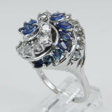 5ct Marquise Blue Sapphire Twister Cocktail Engagement Ring 14k White Gold Over