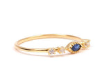 1ct Wedding Ring Band Marquise Cut Blue Sapphire Stackable 14k YellowGold Finish