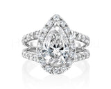 2.2ct Pear Simulated Diamond Split Shank Engagement Ring 14k White Gold Plated