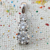1ct Round Cut Moissanite Three Stone Pendant 14k White Gold Plated NO CHAIN
