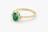 0.2ct Oval Cut Simulated Green Emerald Three Stone Ring 14k Yellow Gold Plated