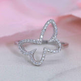 1.5ct Round Cut Diamond Butterfly Design Statement Ring 14k White Gold Finish