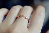 0.1ct Round Cut Moissanite Cat Design Engagement Ring 14k Yellow Gold Plated