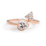 1ct Heart Simulated Diamond Bezel Petite Engagement Ring 14k White Gold Plated