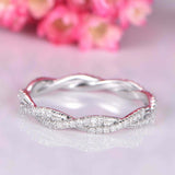 1.2ct Round Cut Diamond Wedding Ring Band Infinity Eternity 14k WhiteGold Finish