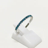 0.2ct Round Simulated London Blue Topaz Anniversary Band 14k White Gold Plated