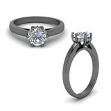 0.5ct Round Cut VVS1 D Diamond Solitaire Engagement Ring 14k Black Gold Finish