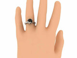 1.5ct Round Cut Black Diamond Engagement Ring Solitaire 14k White Gold Finish