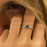 0.4ct Pear Cut Simulated Emerald Accented Engagement Ring 14k White Gold Plated