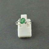1.2ct Engagement Ring Oval Cut Green Emerald Swirl Trilogy 14k White Gold Finish