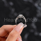 2.2ct Round Cut Moissanite Milgrain Split Halo Trio Set 14k White Gold Plated