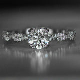 1.3ct Round Cut Diamond Twist Accents Engagement Ring 14k White Gold Finish