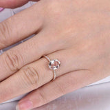 1.8ct Oval Peach Morganite Engagement Ring Dual Hidden Halo 14k Rose Gold Finish