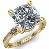 3.5ct Cushion Cut Diamond Choker Solitaire Hidden Halo Ring 14k Rose Gold Finish