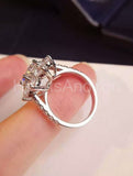 2.1ct Round Cut Moissanite Floral Halo Engagement Ring 14k White Gold Plated