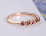 0.3ct Round Cut Simulated Pink Ruby Minimal Engagement Ring 14k Rose Gold Plated
