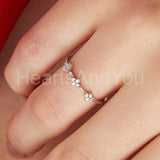 0.5ct Round Cut Moissanite Floral Petite Wedding Band 14k White Gold Plated