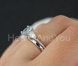 2.1ct Round Cut Simulated Aquamarine Three Stone Bridal Set 4k White Gold Plated