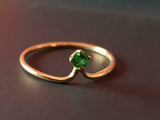 0.3ct Engagement Ring Round Cut Green Peridot Chevron 14k Yellow Gold Finish