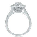 1.45ct Round Cut Diamond Engagement Ring Dual Halo Split Band 14k WhiteGold Over