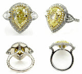 7Ct Pear Cut Yellow Sapphire Cocktail Halo Engagement Ring 14K White Gold Finish