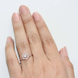 2ct Round Cut Diamond Unique Flower Leaf Accent Solitaire Ring 14k RoseGold Over