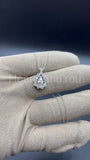 1ct Round Cut Moissanite Open Halo Pendant with Chain 14k White Gold Plated