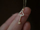 0.5ct Round Cut Moissanite Minimalist Key Pendant 14k YellowGold Plated NO CHAIN