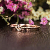 Octopus Minimalist Engagement Ring 0.1ct Round Cut Diamond 14k Rose Gold Finish