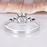 Five Stone Solitaire Engagement Ring 1ct Round Cut Diamond 14k White Gold Finish