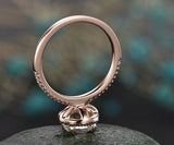 1ct Round Cut Peach Morganite Engagement Ring 14k RoseGold Finish Halo Solitaire