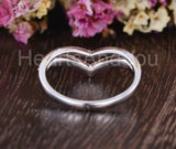 0.5ct Round Cut Moissanite Chevron Bezel Set Wedding Band 14k White Gold Plated