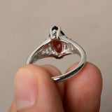 0.5ct Marquise Cut Red Garnet Filigree Engagement Ring 14k White Gold Finish