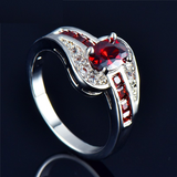 4ct Oval Cut Red Garnet Engagement Ring 14k White Gold Finish Classic Solitaire