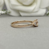1.6ct Engagement Ring Emerald Cut Peach Morganite Trilogy 14k Rose Gold Finish