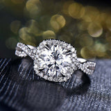2ct Round Cut Diamond Engagement Ring Halo Twisted Promise 14k White Gold Finish