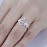 1.6ct Round Cut VVS1D Diamond Engagement Ring Anchor Navy 14k White Gold Finish