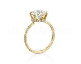 2.2ct Round Cut Moissanite Hidden Halo Engagement Ring 14k Yellow Gold Plated