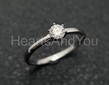0.2ct Round Cut Moissanite Solitaire Women Engagement Ring 14k White Gold Plated