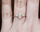 Five Stone Engagement Ring 1.7ct Marquise Cut VVS1 Diamond 14k White Gold Finish