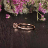 1ct Baguette Cut Peach Morganite East West Solitaire Ring 14k Rose Gold Finish