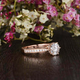 Milgrain Solitaire with Accents Ring 1.5ct Round Cut Diamond 18k RoseGold Finish