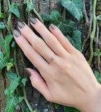 0.2ct Engagement Ring Princess Cut Green Emerald Minimalist 14k Yellow Gold Over