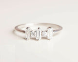 1ct Baguette Cut Diamond Engagement Ring Stackable Minimalist 14k WhiteGold Over