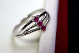 0.16ct Engagement Ring Round Cut Pink Ruby Split Band 14k White Gold Finish