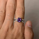 2.5ct Cushion Cut Purple Amethyst Diamond Engagement Ring 14k White Gold Finish