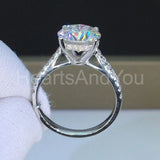 2.2ct Round Cut Moissanite Hidden Halo Engagement Ring 14k White Gold Plated
