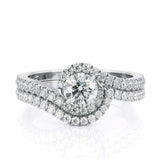 2ct Round Diamond Engagement Ring Swirl Solitaire Bridal Set 14k White Gold Over